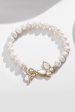 Sparkly White Pearl Stretch Bracelet with Butterfly Online Hot Sale