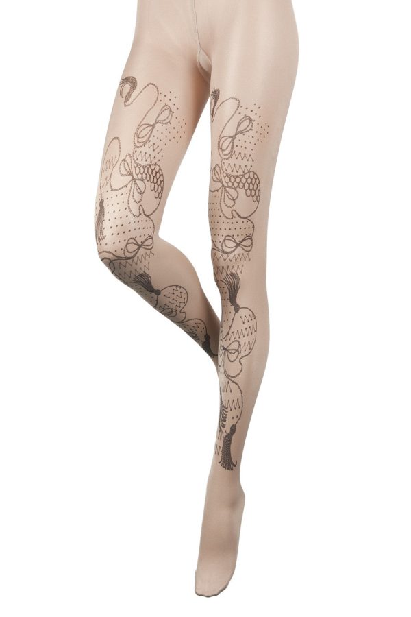 BEBAROQUE TAFFEY Printed Nude Black Tights Online now