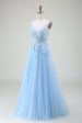 A-Line Light Blue Prom Dress with Appliques Online now