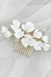 White Ceramic Flower Plate Hair Makeup Bridal Hair Comb Supply