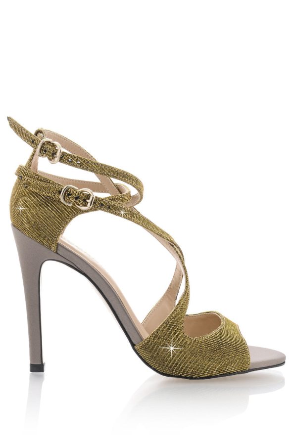 CECCONELLO FELICITA Gold Strap Heeled Sandals on Sale