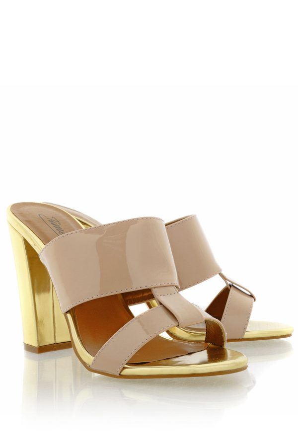 AMY Nude Gold Mules Online Hot Sale