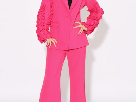 Fuchsia 2 Pieces Notched Lapel One Button Women Suits Hot on Sale