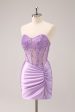 Sparkly Beading Lilac Corset Short Tight Homecoming Dress For Discount