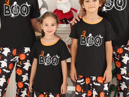 Black Pumpkin Printed Halloween Family Pajamas Set Fashion