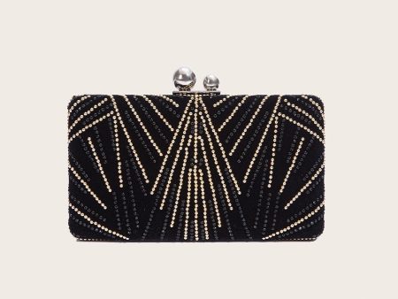 Black Square Beaded Handbag Cheap