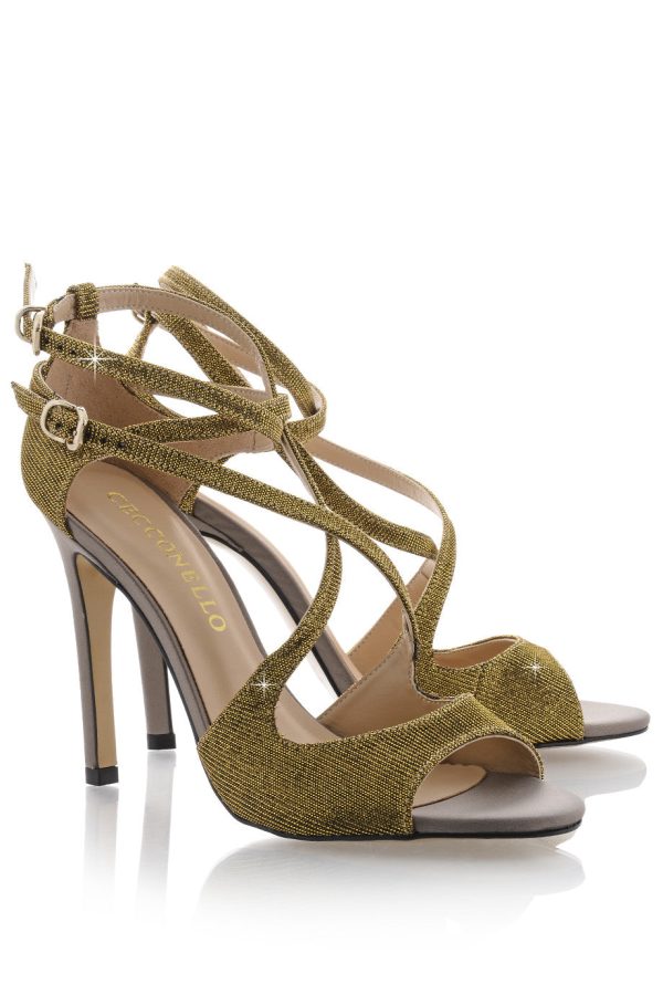 CECCONELLO FELICITA Gold Strap Heeled Sandals on Sale