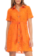 Garenia Orange Dress with Perforated Embroidery Hot on Sale