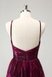 Purple A Line Halter Pleated Short Homecoming Dress With Hollow Out For Discount