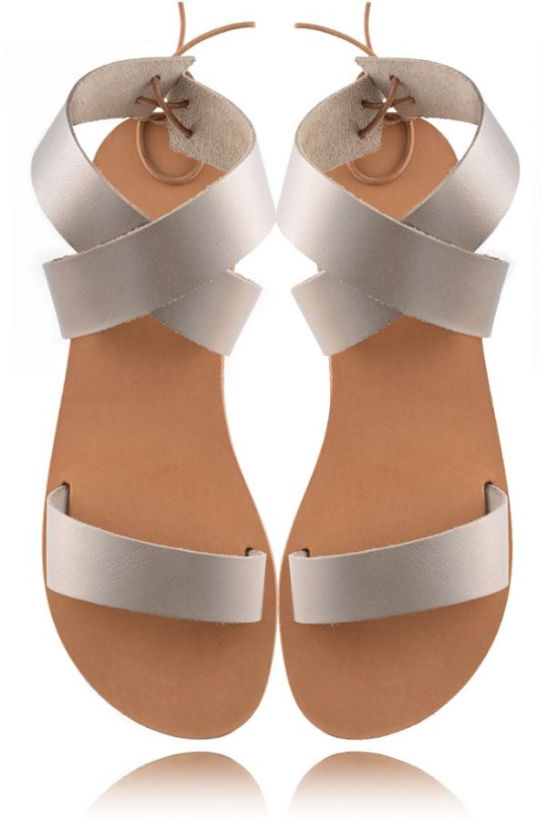 Agathe Platinum Gold Leather Sandals Supply