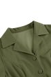 Army Green Notched Lapel Pleated 1950s Dress with Long Sleeves Online