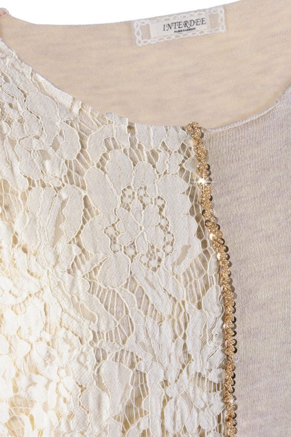 LUNA Beige Lace Sequin Blouse Online