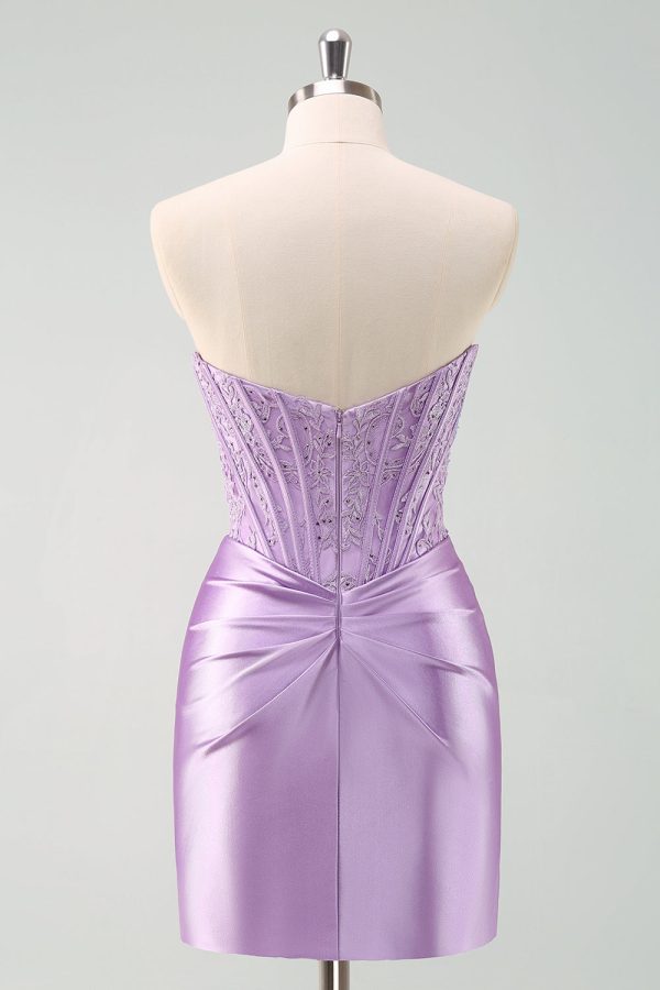 Sparkly Purple Strapless Bodycon Short Homecoming Dress Sale