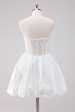 Sparkly White A-Line Strapless Short Homecoming Dress For Sale