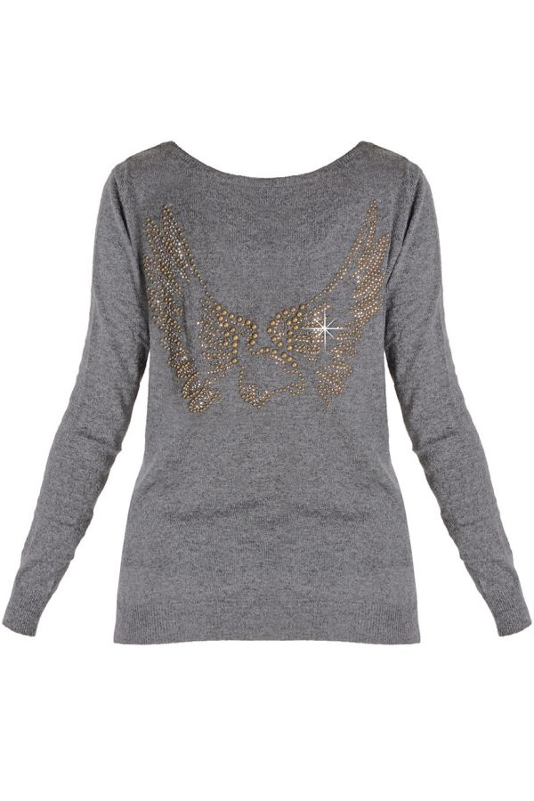 WEST DESERT Grey Studded Sweater Online Sale