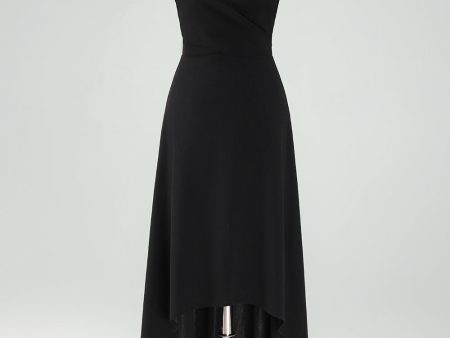 Black High-Low Cocktail Dress with Cap Sleeves Online Sale