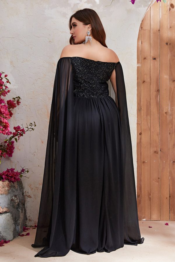 Black  A-line Off The Shoulder Chiffon Long Prom Dress Cheap