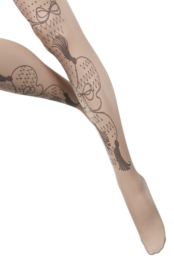 BEBAROQUE TAFFEY Printed Nude Black Tights Online now