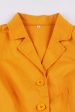 Yellow Ruffled Notched Lapel Belted Bows 1950s Dress with Pockets Cheap