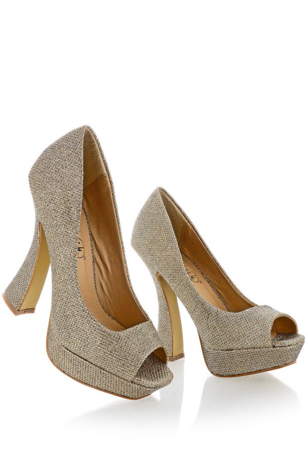 MEGAN Gold Glitter Platforms on Sale