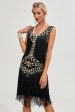 Black Gatsby 1920s Flapper Dress with Sequins and Fringes Supply