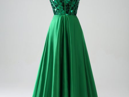 A-Line Sweetheart Dark Green Corset Prom Dress Supply