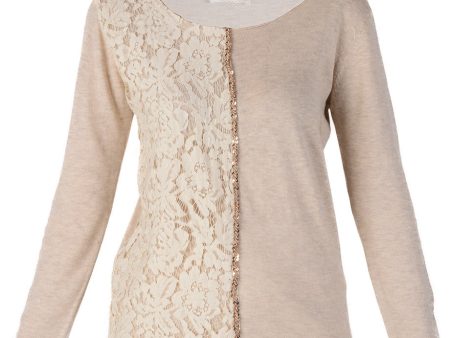 LUNA Beige Lace Sequin Blouse Online