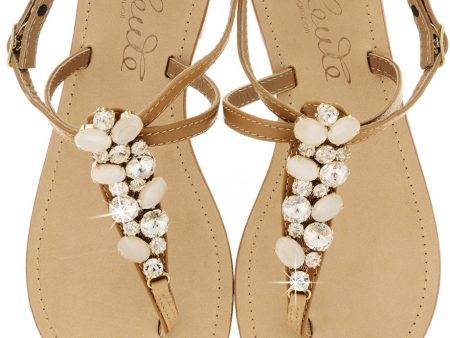 ANGELO VALENTE ZORA Beige Crystal Sandals For Cheap