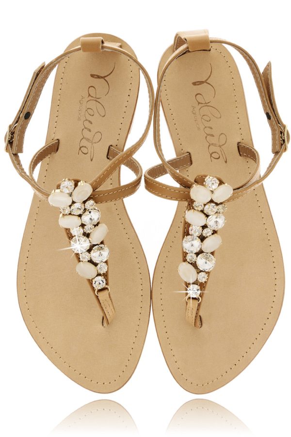 ANGELO VALENTE ZORA Beige Crystal Sandals For Cheap