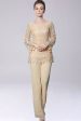 Champagne Jumpsuit Pantsuit Separates Chiffon Mother of the Bride Dress With Appliques Online