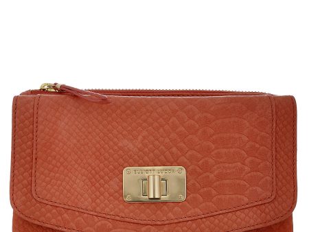 ELLIOTT LUCCA CORDOBA Coral Leather Clutch Online now