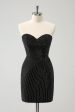 Sparkly Black Strapless Bodycon Mini Homecoming Dress For Cheap