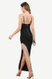 Spaghetti Straps Black Party Dress with Fringes For Cheap