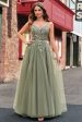 Green A Line Corset Sequin Tulle Long Prom Dress with Lace Up Back Online now