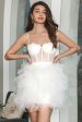 Cute White A-Line White Graduation Dress with Short Ruffles For Cheap