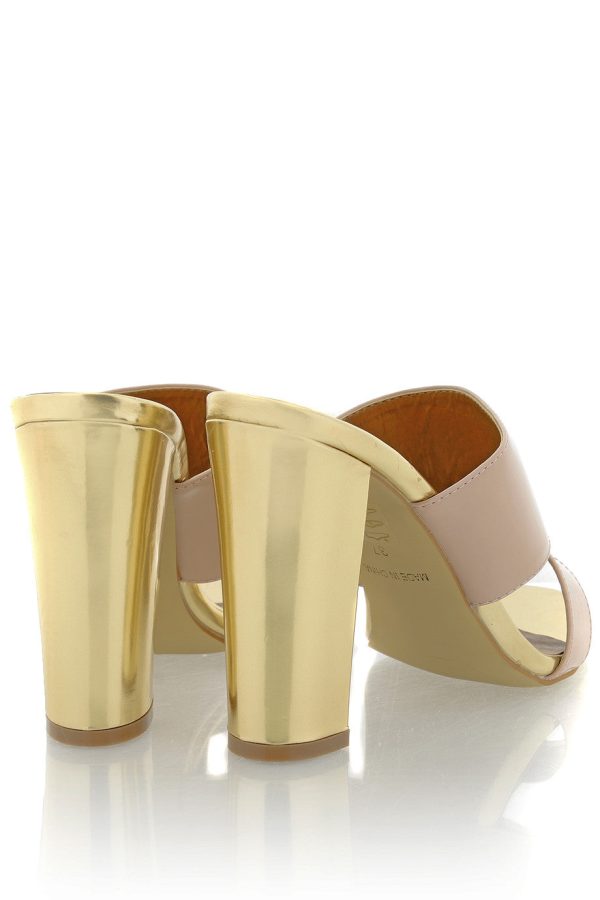 AMY Nude Gold Mules Online Hot Sale