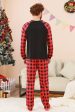 Black and Red Plaid Deer Printed Christmas Family Pajamas Set on Sale