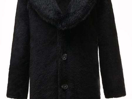 Black Men s Luxury Faux Fur Winter Long Coat Online now