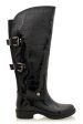 AIDA Black Croc Patent Knee-High Boots on Sale