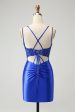 Royal Blue Corset Spaghetti Straps Tight Homecoming Dress Supply