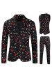 Black Christmas Printed 3 Pieces Notched Lapel Men s Festival Suits Cheap