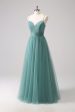 Eucalyptus Spaghetti Straps A-Line Tulle Bridesmaid Dress Sale