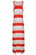 CARLOS MIELE KARLA Red and Beige Maxi Striped Dress For Sale