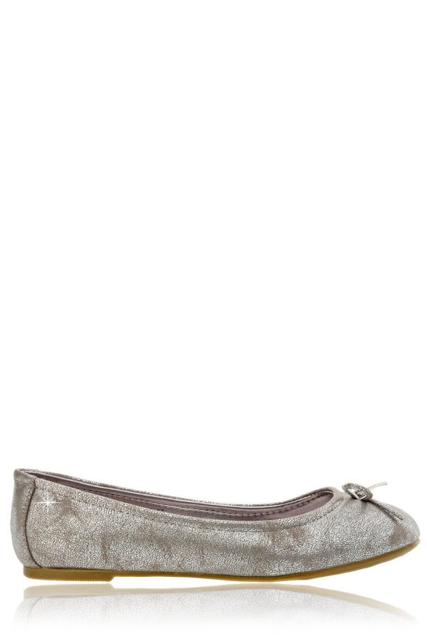 FRANCESCO MILANO SABINE Silver Crackled Ballerinas Hot on Sale