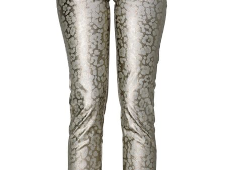 REINA Metallic Silver Leopard Pants Online