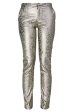 REINA Metallic Silver Leopard Pants Online