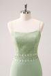 Sheath Green Floral Ruffled Chiffon Bridesmaid Dress with Lace For Sale