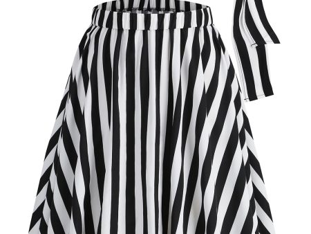 Black Color Block Striped Print Casual Novelty Pirate Costume Skirt Fashion