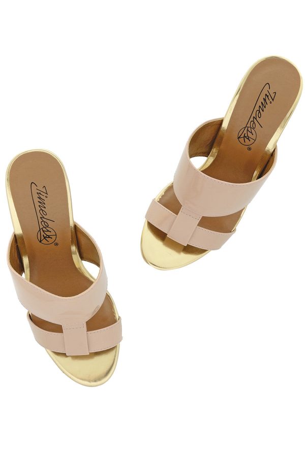 AMY Nude Gold Mules Online Hot Sale