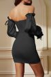 Black Strapless Short Party Dress with Detachable Sleeves Sale